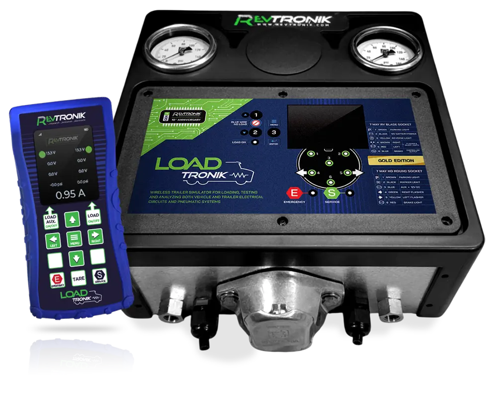 LOADTRONIK Wireless trailer simulator for loading testing and analyzing both vehicle and trailer electrical circuits and pneumatic systems