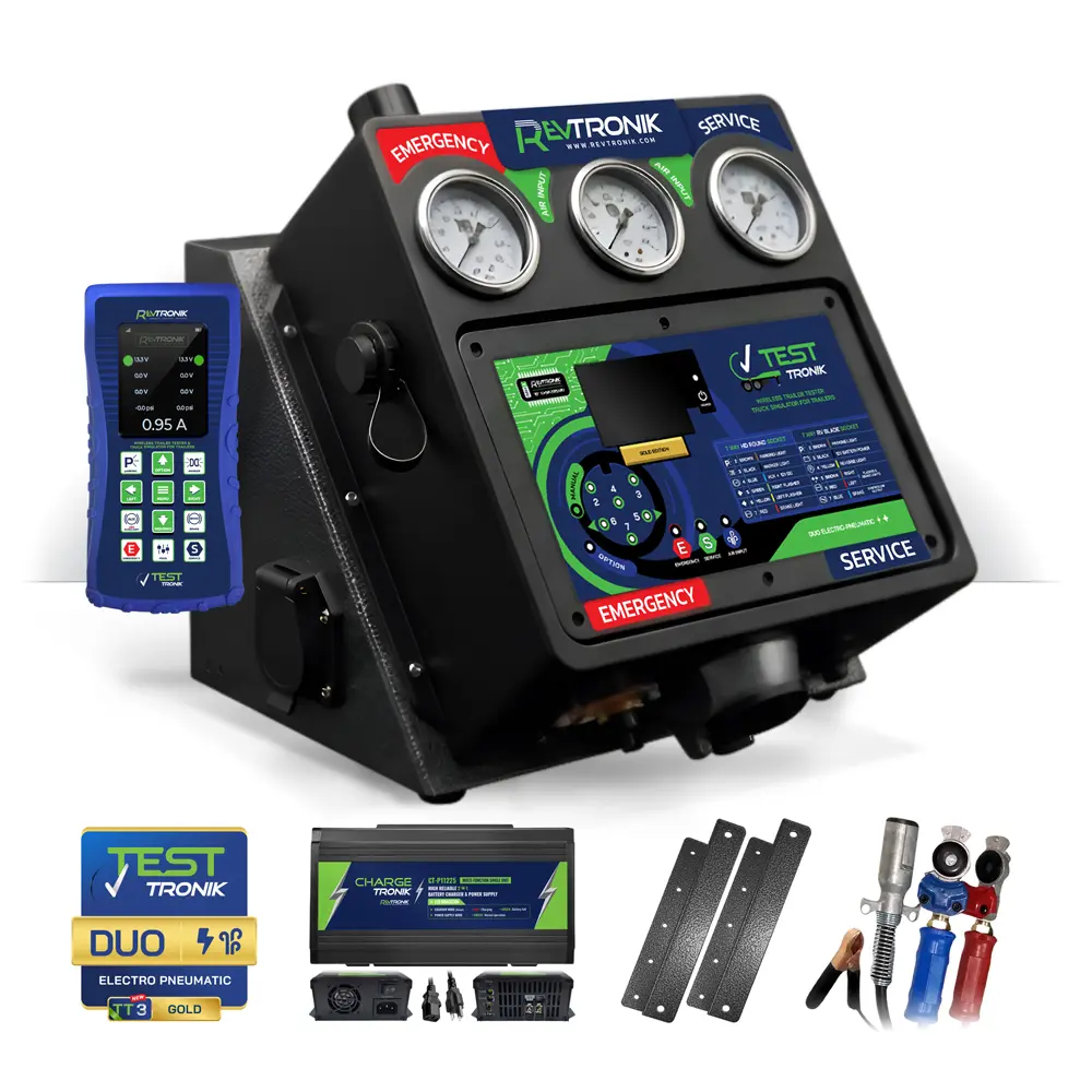TT3 GW12:25 GOLD DUO lines+Wallmount Kit TESTTRONIK TRAILER TESTER TRUCK SIMULATOR DUO ELECTRO PNEUMATIC SOLO ELECTRIC Wireless Analyzing Diagnosing RevTRONIK